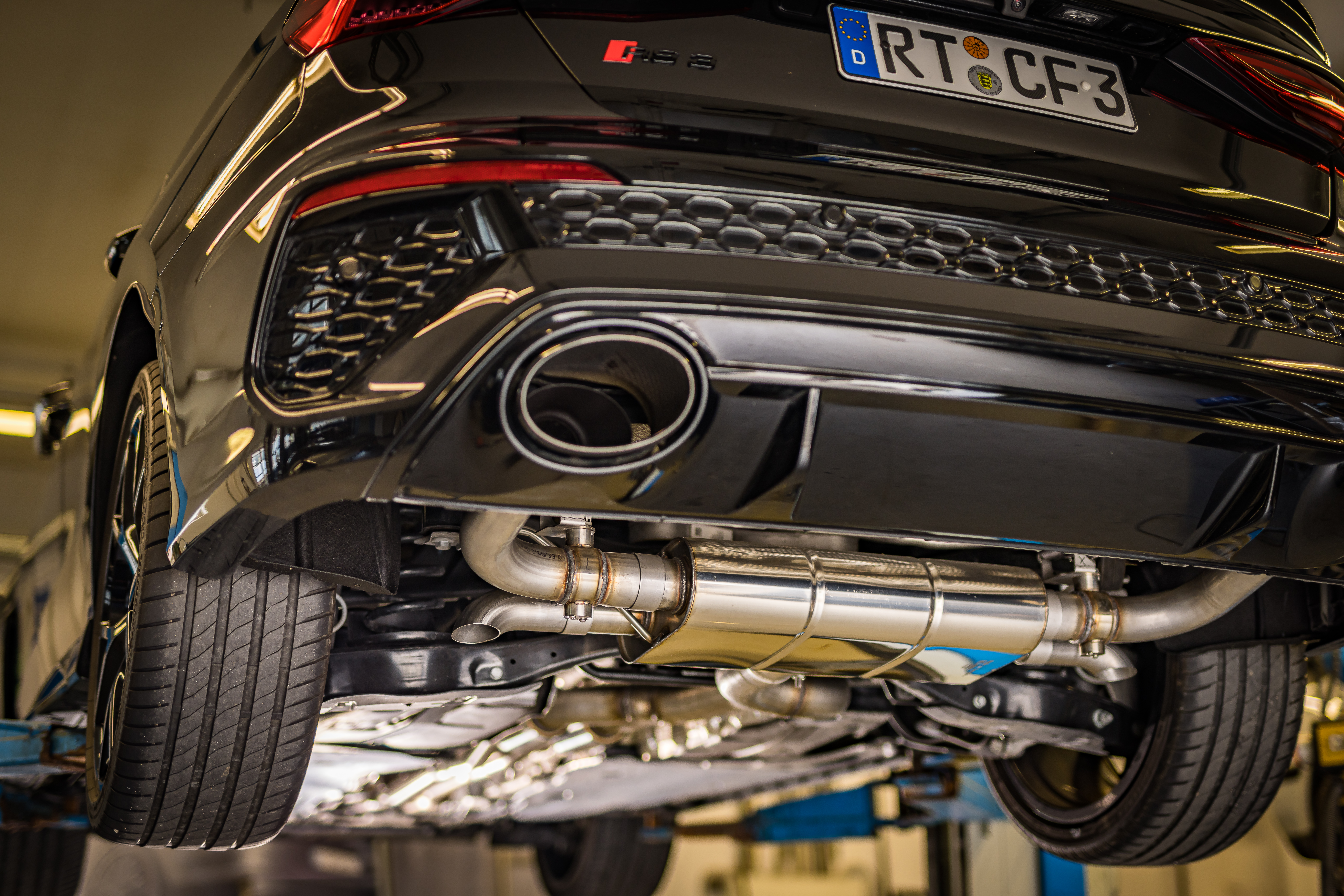 Audi RS3 8Y Limousine Halbanlage ab OPF mit 2 Abgasklappen - Ausgang in den originalen Endrohren Audi RS3 8Y Limousine Halbanlage ab OPF mit 2 Abgasklappen - Ausgang in den originalen Endrohren