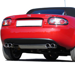 Mazda MX5 Typ NC Endschalldämpfer Ausgang rechts/links - 2x76 Typ 13 rechts/links - dezenter sportlicher Sound mit EWG-Betriebserlaubnis Mazda MX5 Typ NC Endschalldämpfer Ausgang rechts/links - 2x76 Typ 13 rechts/links - kernig sportlicher Sound mit TÜV-Teilegutachten